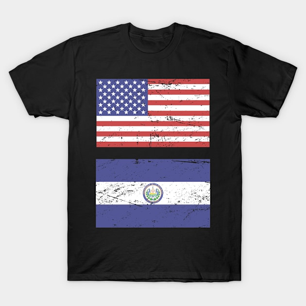 United States Flag & El Salvador Flag T-Shirt by Wizardmode